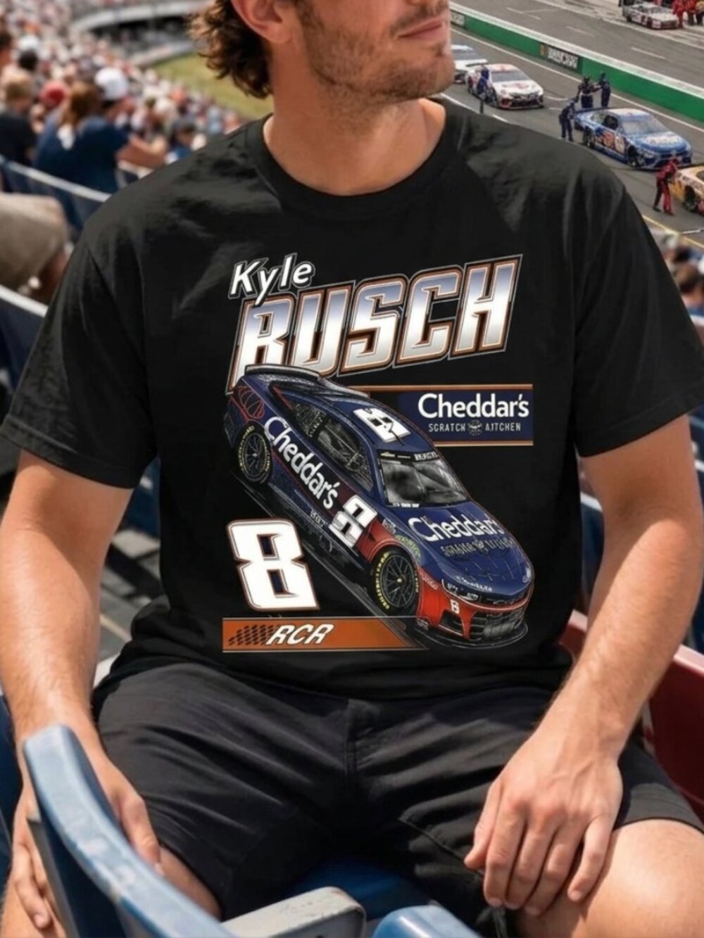 Kyle Busch #8 Cheddar's NASCAR Racing Graphic Tee Vintage  Race Fan Shirt